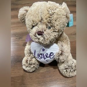 Walgreens Brown Bear Plush 14" Love Heart Purple Stuffed Animal Toy
